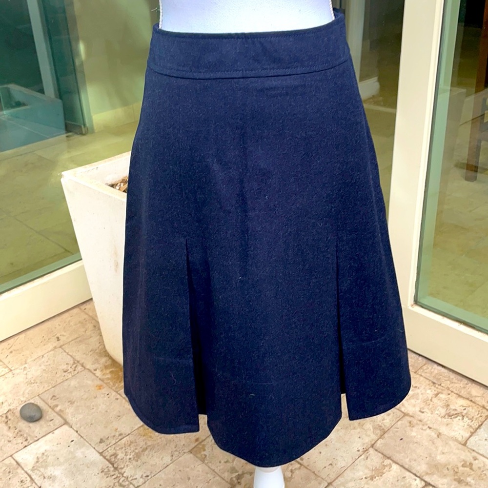 LORO PIANA A-Line Navy Cashmere Skirt